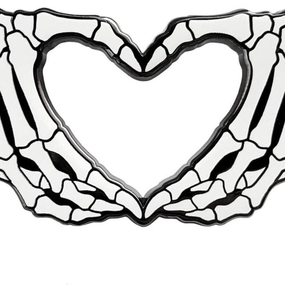 Skeleton Hands Heart Enamel Lapel Pin